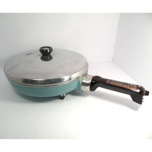Vintage General Electric Electric Skillet With Lid Adjustable Heat Control Alumi